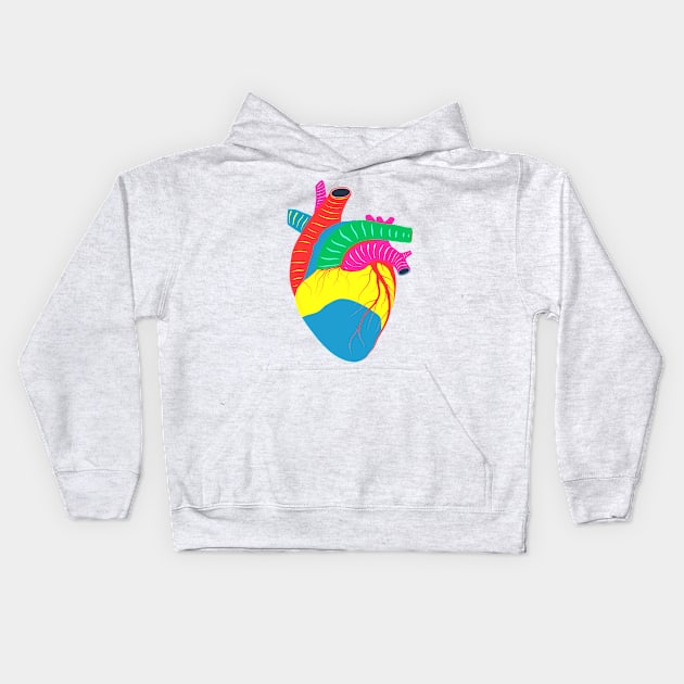 heart colorful anatomy Kids Hoodie by Mako Design 